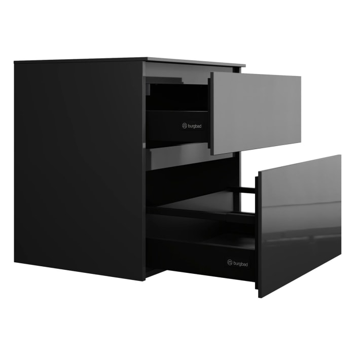 burgbad Lin20 Waschtischunterschrank mit Konsolenplatte 60 cm, 2 Auszüge, Beckenausschnitt mittig