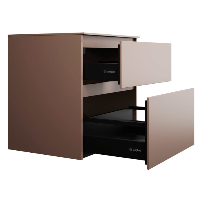 burgbad Lin20 Waschtischunterschrank mit Konsolenplatte 60 cm, 2 Auszüge, Beckenausschnitt mittig