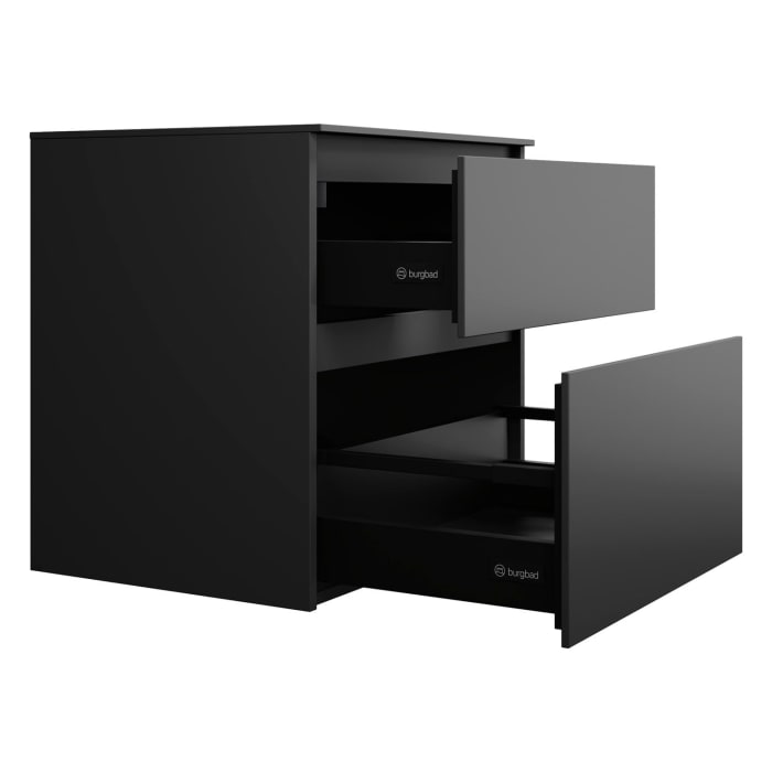 burgbad Lin20 Waschtischunterschrank mit Konsolenplatte 60 cm, 2 Auszüge, Beckenausschnitt mittig