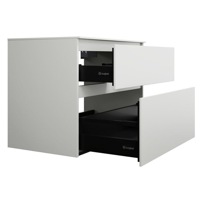 burgbad Lin20 Waschtischunterschrank mit Konsolenplatte 80 cm, 2 Auszüge, Beckenausschnitt mittig