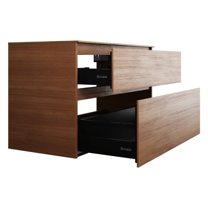 burgbad Lin20 Waschtischunterschrank mit Konsolenplatte 100 cm, 2 Auszüge, Beckenausschnitt mittig