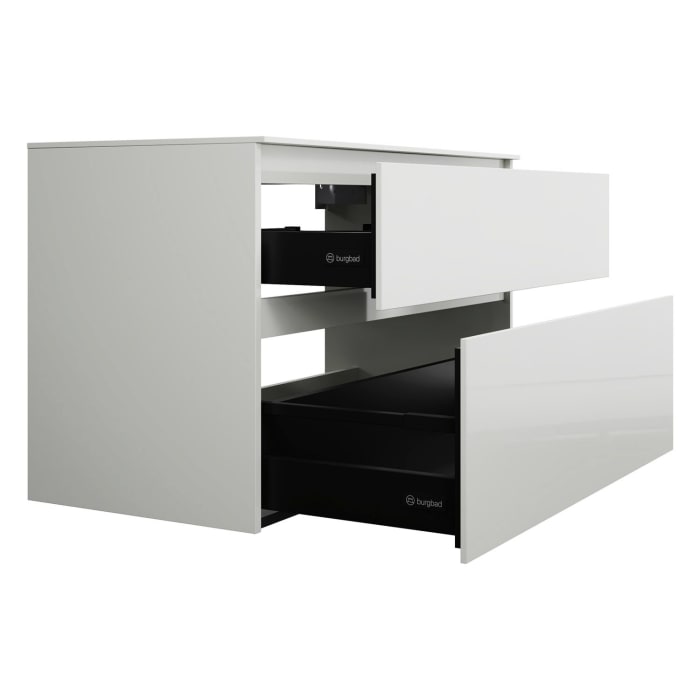 burgbad Lin20 Waschtischunterschrank mit Konsolenplatte 100 cm, 2 Auszüge, Beckenausschnitt mittig