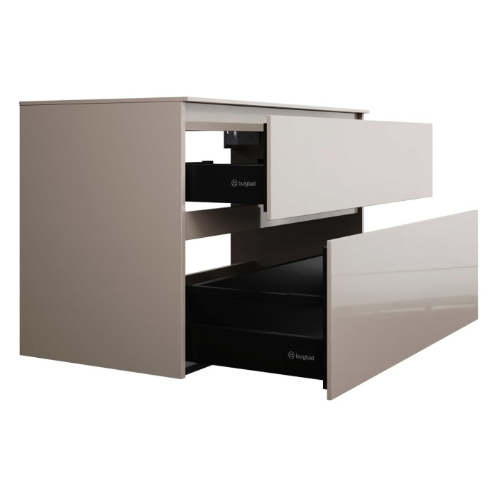 burgbad Lin20 Waschtischunterschrank mit Konsolenplatte 100 cm, 2 Auszüge, Beckenausschnitt mittig