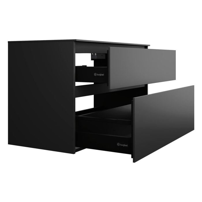 burgbad Lin20 Waschtischunterschrank mit Konsolenplatte 100 cm, 2 Auszüge, Beckenausschnitt mittig