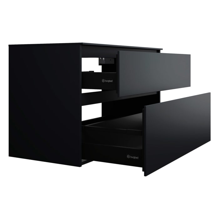 burgbad Lin20 Waschtischunterschrank mit Konsolenplatte 100 cm, 2 Auszüge, Beckenausschnitt mittig