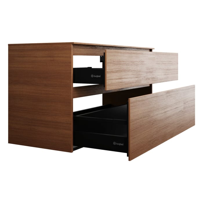 burgbad Lin20 Waschtischunterschrank mit Konsolenplatte 120 cm, 2 Auszüge, Beckenausschnitt mittig