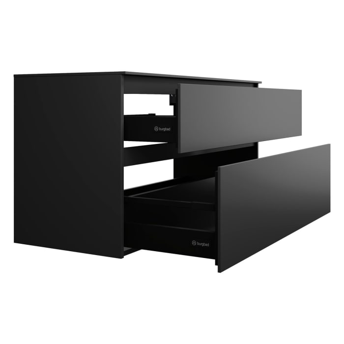 burgbad Lin20 Waschtischunterschrank mit Konsolenplatte 120 cm, 2 Auszüge, Beckenausschnitt mittig