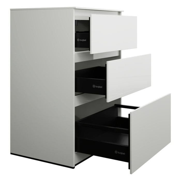 burgbad Lin20 Waschtischunterschrank mit Konsolenplatte 60 cm, 3 Auszüge, Beckenausschnitt mittig