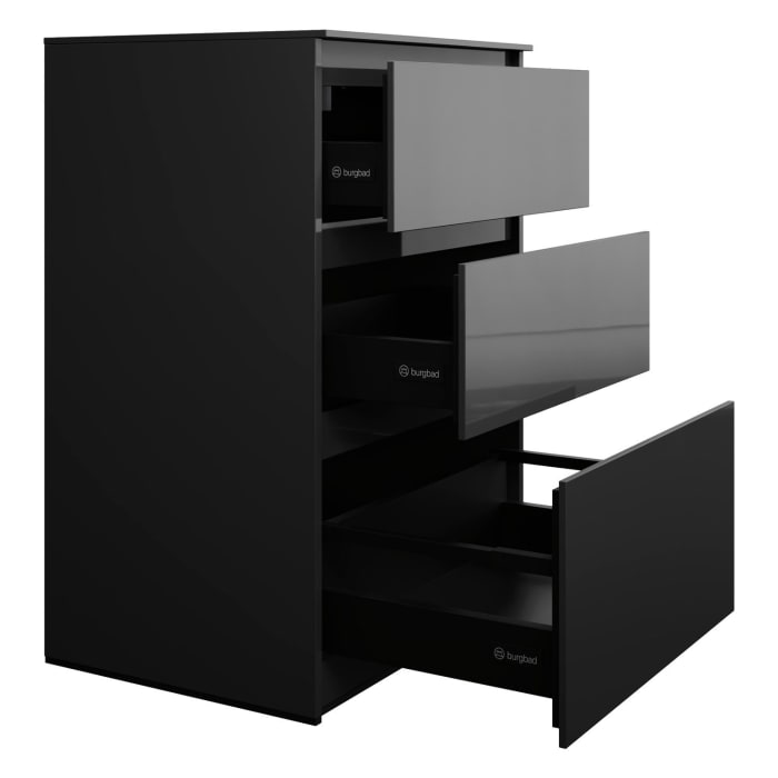 burgbad Lin20 Waschtischunterschrank mit Konsolenplatte 60 cm, 3 Auszüge, Beckenausschnitt mittig