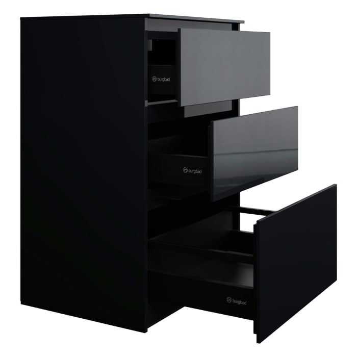 burgbad Lin20 Waschtischunterschrank mit Konsolenplatte 60 cm, 3 Auszüge, Beckenausschnitt mittig