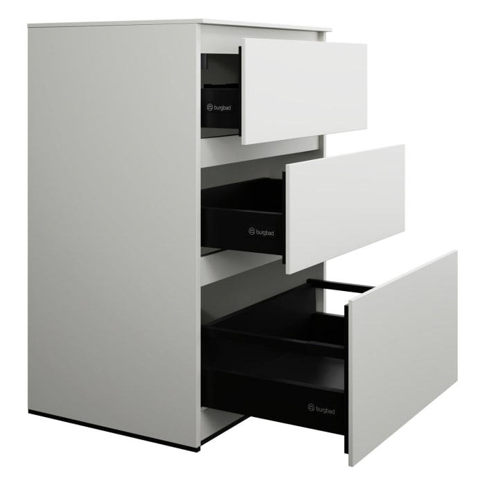 burgbad Lin20 Waschtischunterschrank mit Konsolenplatte 60 cm, 3 Auszüge, Beckenausschnitt mittig