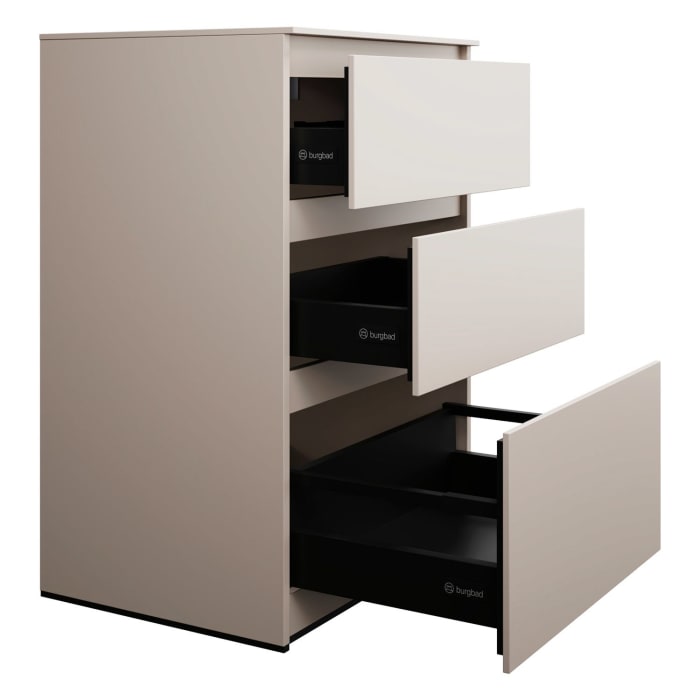 burgbad Lin20 Waschtischunterschrank mit Konsolenplatte 60 cm, 3 Auszüge, Beckenausschnitt mittig