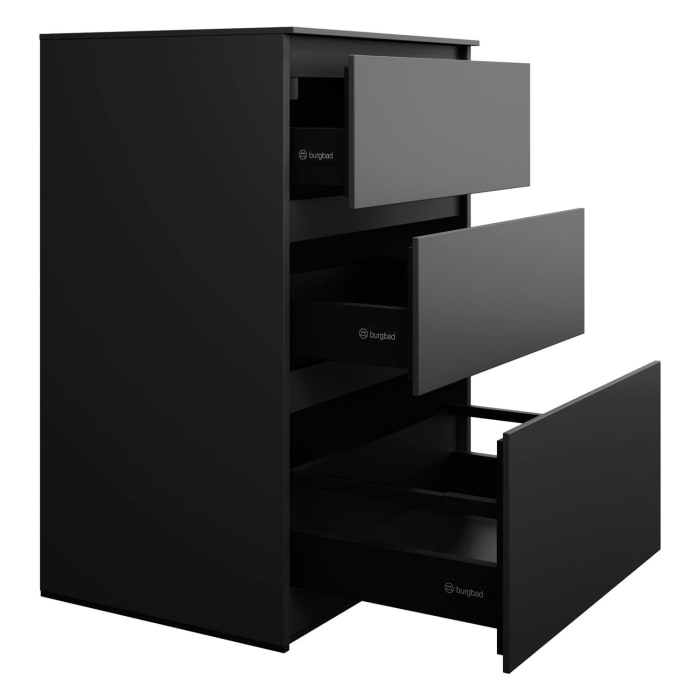 burgbad Lin20 Waschtischunterschrank mit Konsolenplatte 60 cm, 3 Auszüge, Beckenausschnitt mittig