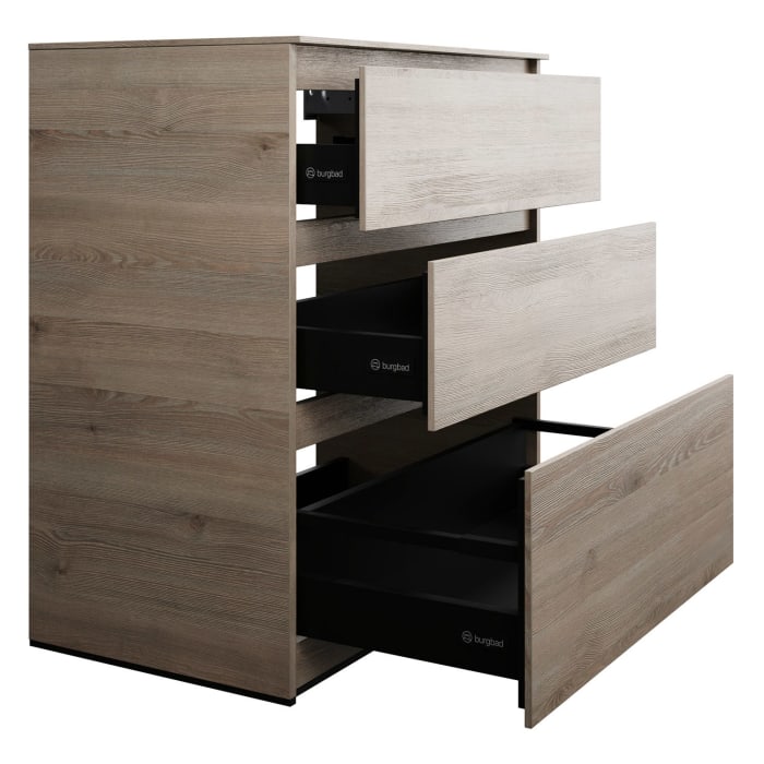 burgbad Lin20 Waschtischunterschrank mit Konsolenplatte 80 cm, 3 Auszüge, Beckenausschnitt mittig