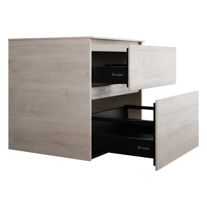 burgbad Lin20 Waschtischunterschrank mit Konsolenplatte 60 cm, 2 Auszüge, Beckenausschnitt mittig