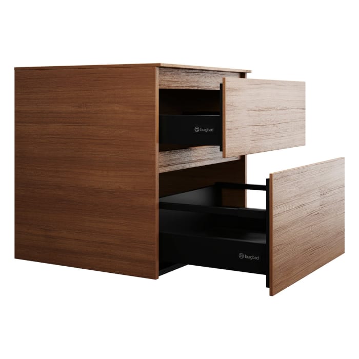 burgbad Lin20 Waschtischunterschrank mit Konsolenplatte 60 cm, 2 Auszüge, Beckenausschnitt mittig