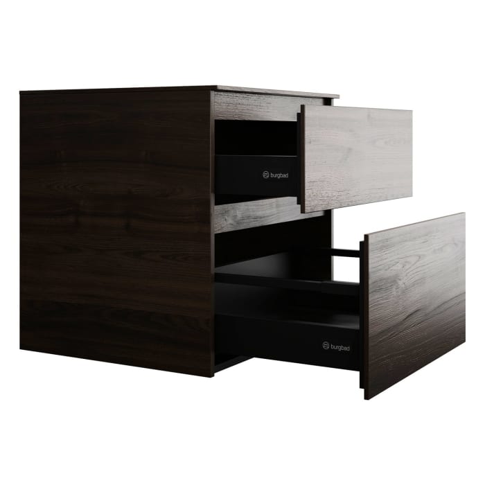 burgbad Lin20 Waschtischunterschrank mit Konsolenplatte 60 cm, 2 Auszüge, Beckenausschnitt mittig