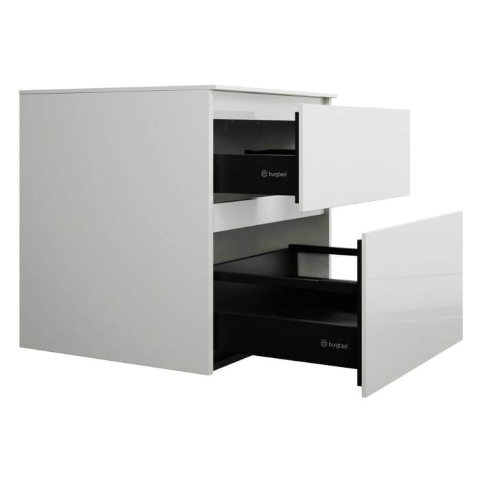 burgbad Lin20 Waschtischunterschrank mit Konsolenplatte 60 cm, 2 Auszüge, Beckenausschnitt mittig