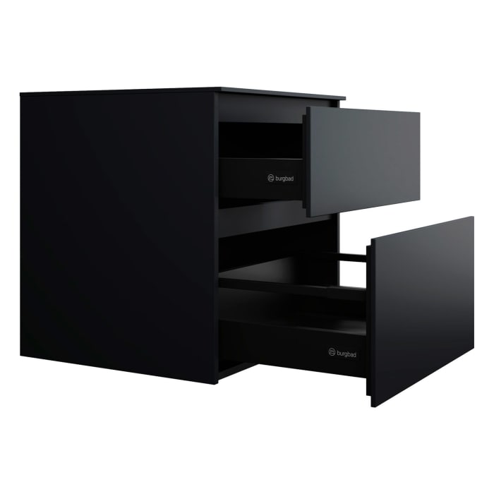 burgbad Lin20 Waschtischunterschrank mit Konsolenplatte 60 cm, 2 Auszüge, Beckenausschnitt mittig