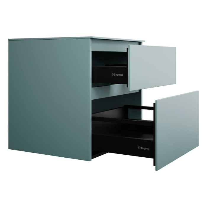 burgbad Lin20 Waschtischunterschrank mit Konsolenplatte 60 cm,  2 Auszüge, Beckenausschnitt mittig