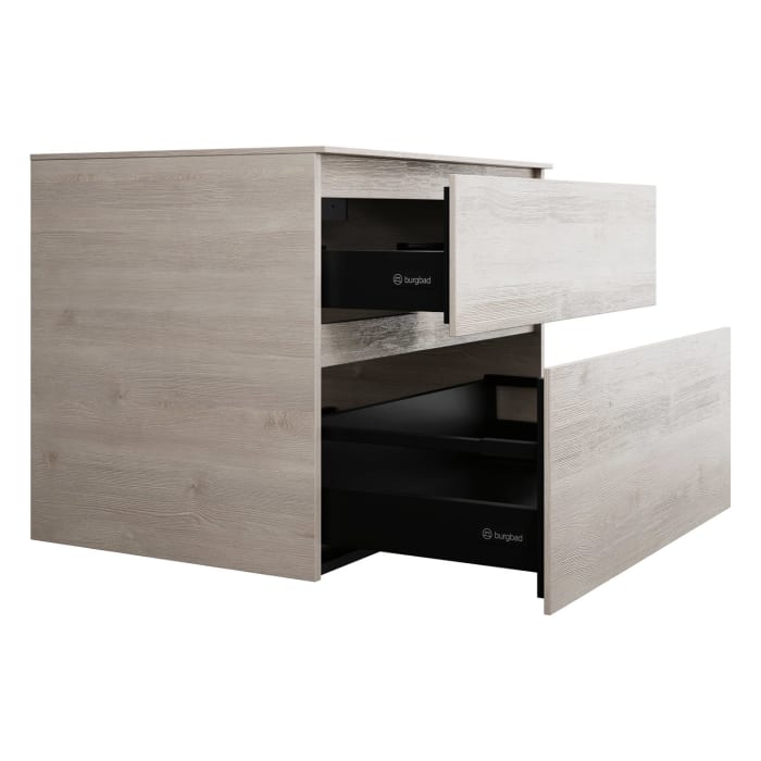 burgbad Lin20 Waschtischunterschrank mit Konsolenplatte 80 cm, 2 Auszüge, Beckenausschnitt mittig