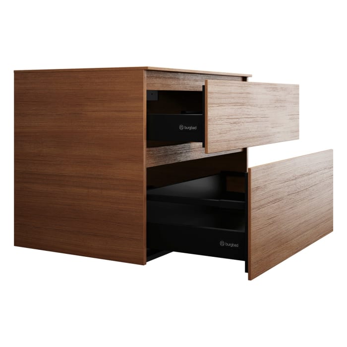 burgbad Lin20 Waschtischunterschrank mit Konsolenplatte 80 cm, 2 Auszüge, Beckenausschnitt mittig