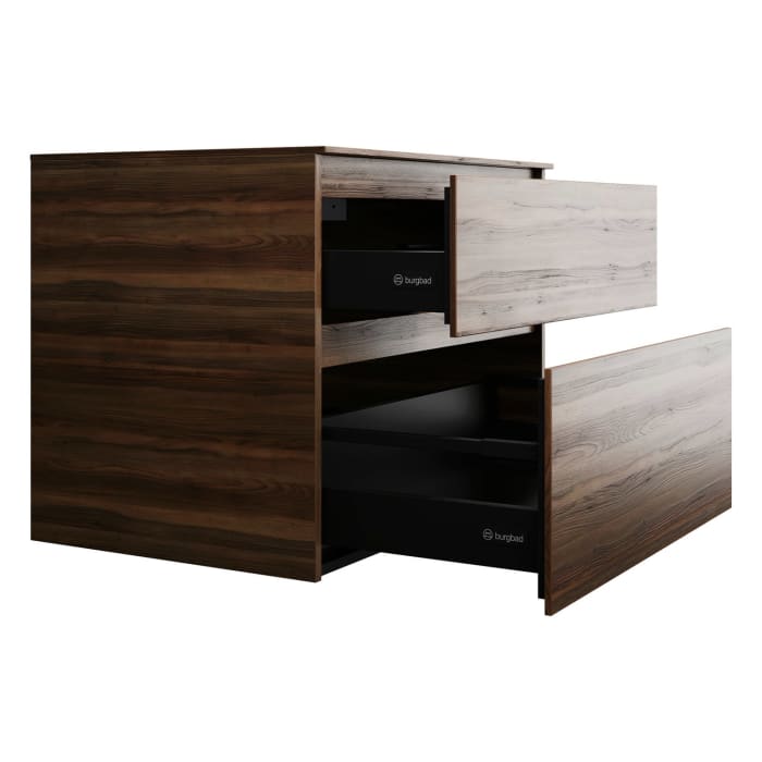 burgbad Lin20 Waschtischunterschrank mit Konsolenplatte 80 cm, 2 Auszüge, Beckenausschnitt mittig