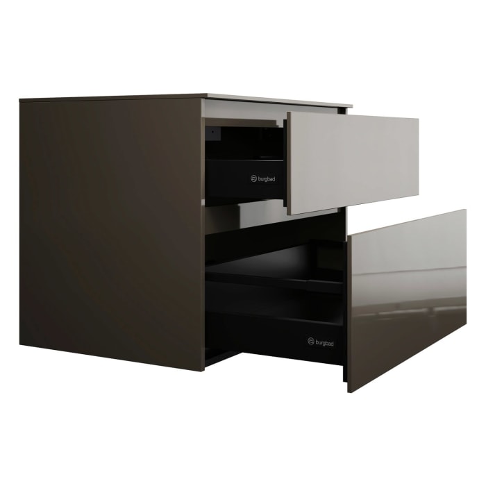 burgbad Lin20 Waschtischunterschrank mit Konsolenplatte 80 cm, 2 Auszüge, Beckenausschnitt mittig