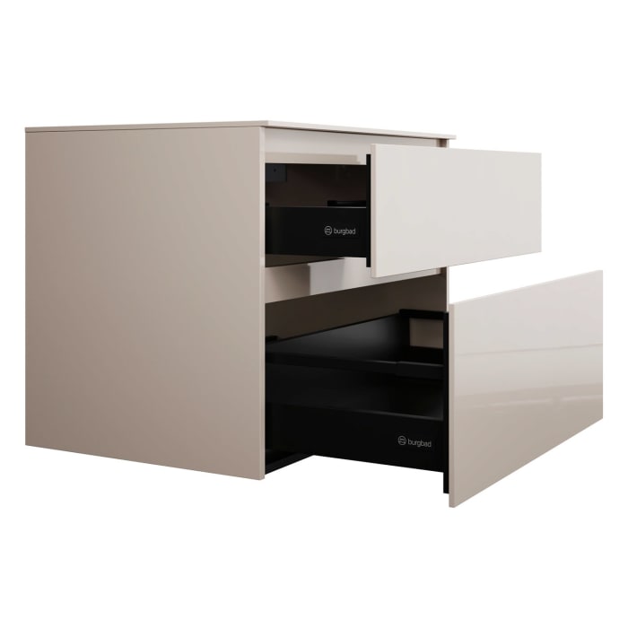 burgbad Lin20 Waschtischunterschrank mit Konsolenplatte 80 cm, 2 Auszüge, Beckenausschnitt mittig