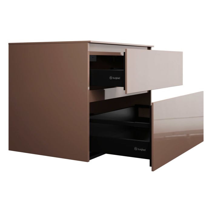 burgbad Lin20 Waschtischunterschrank mit Konsolenplatte 80 cm, 2 Auszüge, Beckenausschnitt mittig