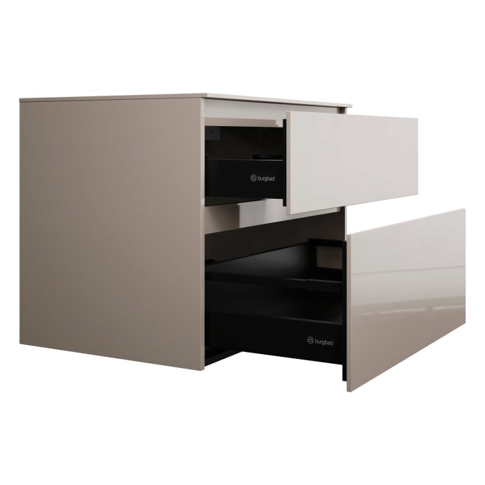 burgbad Lin20 Waschtischunterschrank mit Konsolenplatte 80 cm, 2 Auszüge, Beckenausschnitt mittig
