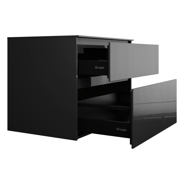 burgbad Lin20 Waschtischunterschrank mit Konsolenplatte 80 cm, 2 Auszüge, Beckenausschnitt mittig