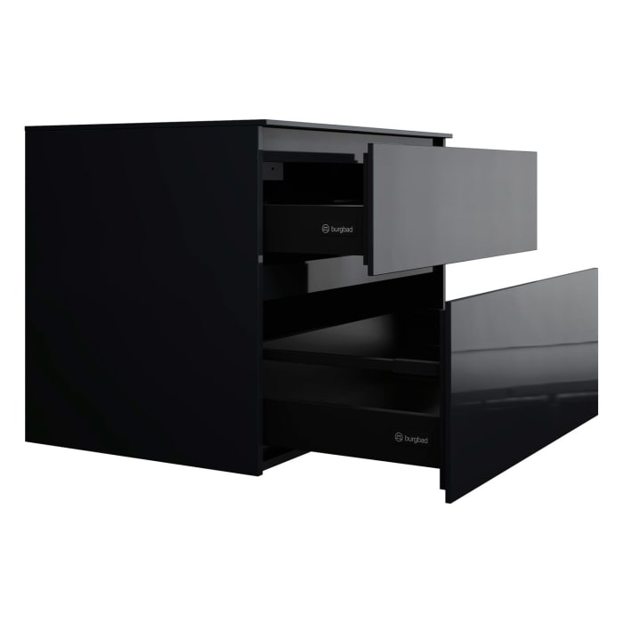 burgbad Lin20 Waschtischunterschrank mit Konsolenplatte 80 cm, 2 Auszüge, Beckenausschnitt mittig