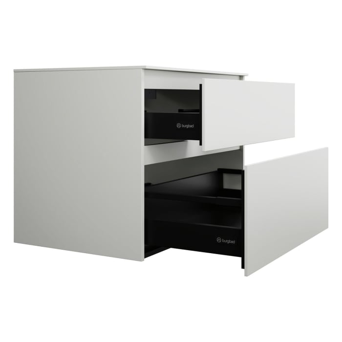 burgbad Lin20 Waschtischunterschrank mit Konsolenplatte 80 cm, 2 Auszüge, Beckenausschnitt mittig