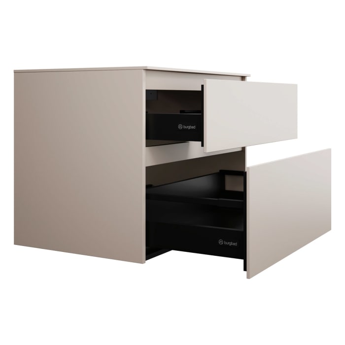 burgbad Lin20 Waschtischunterschrank mit Konsolenplatte 80 cm, 2 Auszüge, Beckenausschnitt mittig