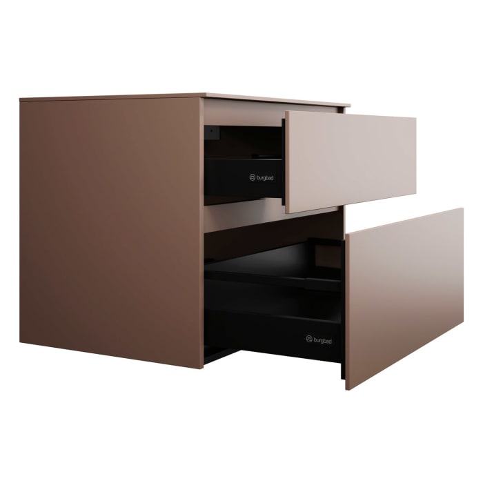 burgbad Lin20 Waschtischunterschrank mit Konsolenplatte 80 cm, 2 Auszüge, Beckenausschnitt mittig