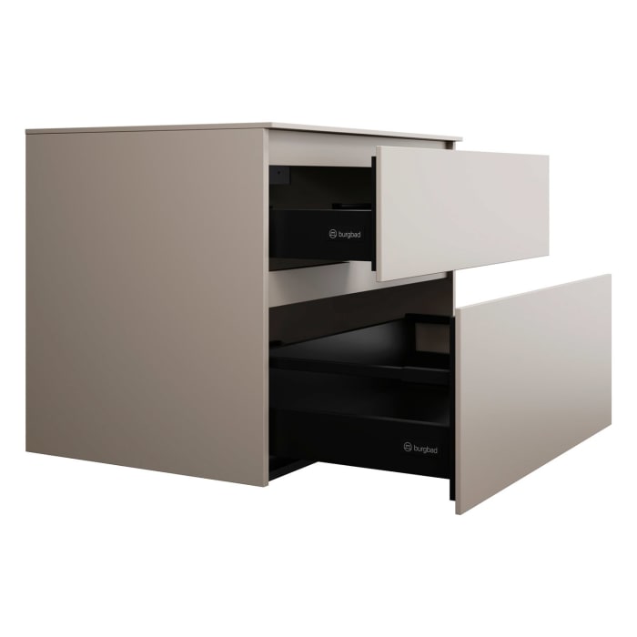 burgbad Lin20 Waschtischunterschrank mit Konsolenplatte 80 cm, 2 Auszüge, Beckenausschnitt mittig