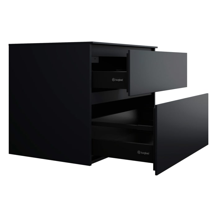 burgbad Lin20 Waschtischunterschrank mit Konsolenplatte 80 cm, 2 Auszüge, Beckenausschnitt mittig