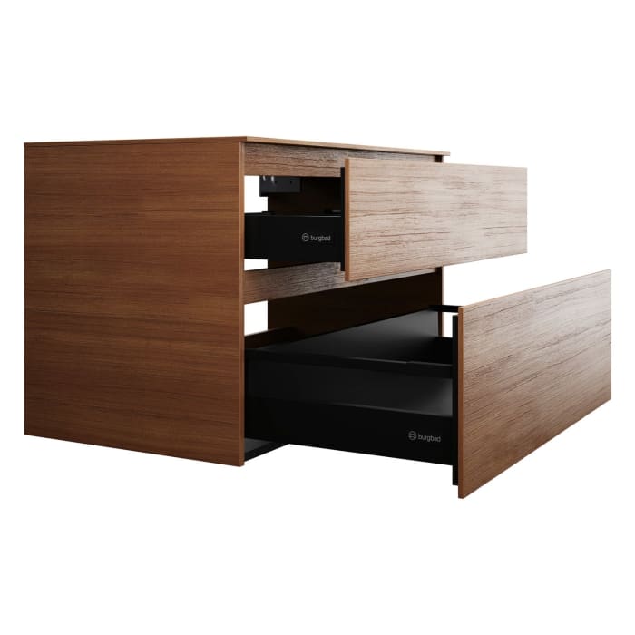 burgbad Lin20 Waschtischunterschrank mit Konsolenplatte 100 cm, 2 Auszüge, Beckenausschnitt mittig