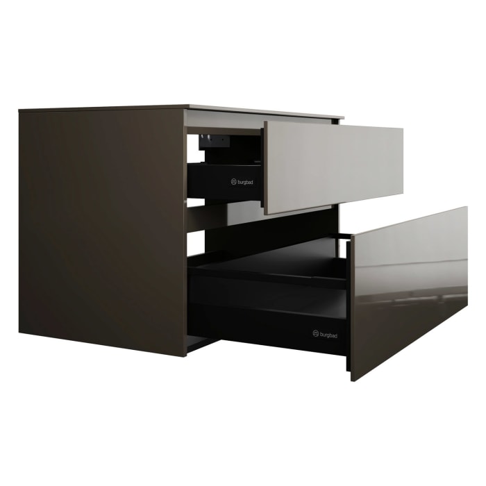 burgbad Lin20 Waschtischunterschrank mit Konsolenplatte 100 cm, 2 Auszüge, Beckenausschnitt mittig