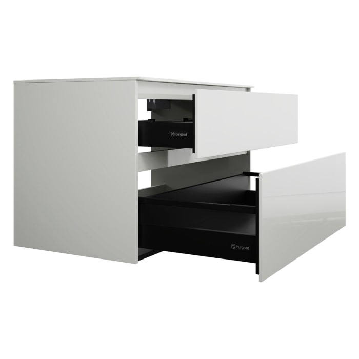 burgbad Lin20 Waschtischunterschrank mit Konsolenplatte 100 cm, 2 Auszüge, Beckenausschnitt mittig