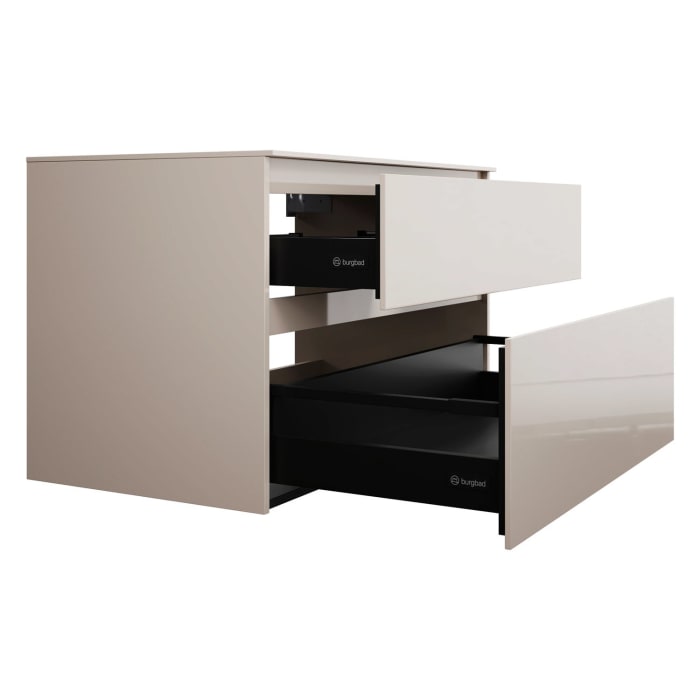 burgbad Lin20 Waschtischunterschrank mit Konsolenplatte 100 cm, 2 Auszüge, Beckenausschnitt mittig