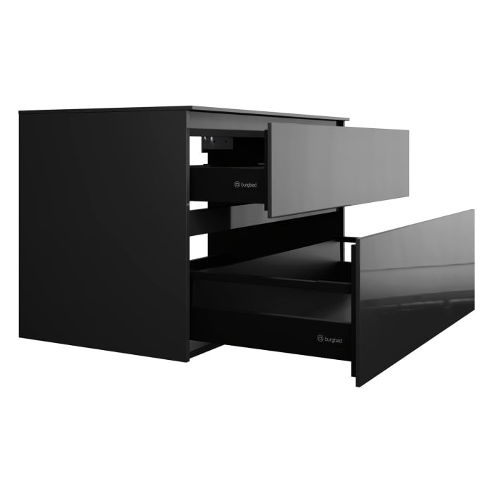 burgbad Lin20 Waschtischunterschrank mit Konsolenplatte 100 cm, 2 Auszüge, Beckenausschnitt mittig