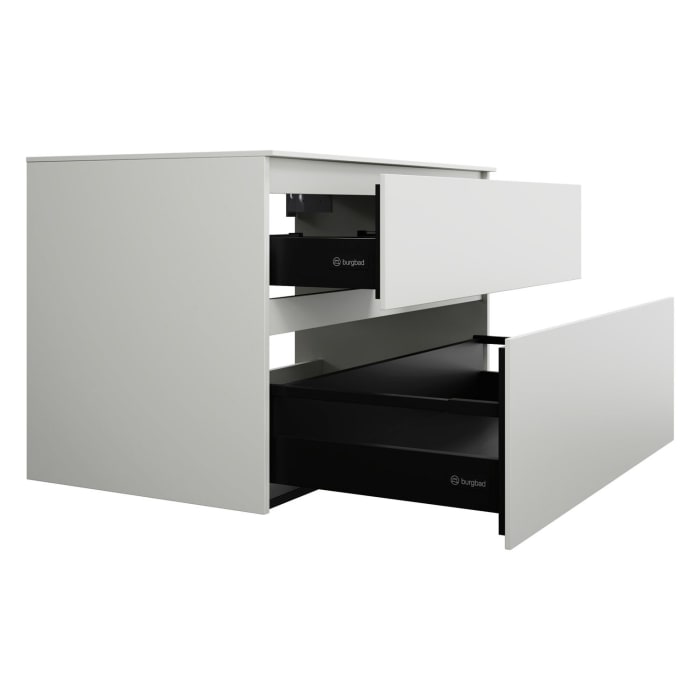 burgbad Lin20 Waschtischunterschrank mit Konsolenplatte 100 cm, 2 Auszüge, Beckenausschnitt mittig