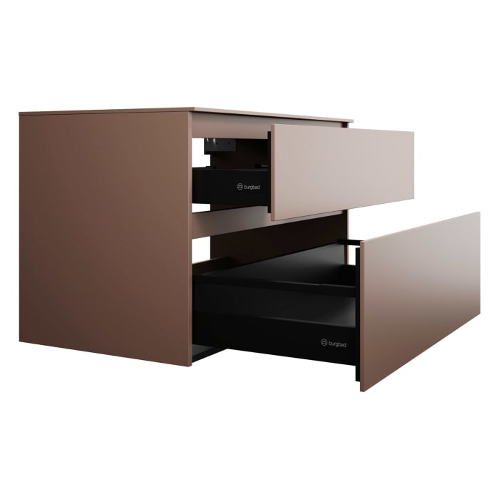 burgbad Lin20 Waschtischunterschrank mit Konsolenplatte 100 cm, 2 Auszüge, Beckenausschnitt mittig