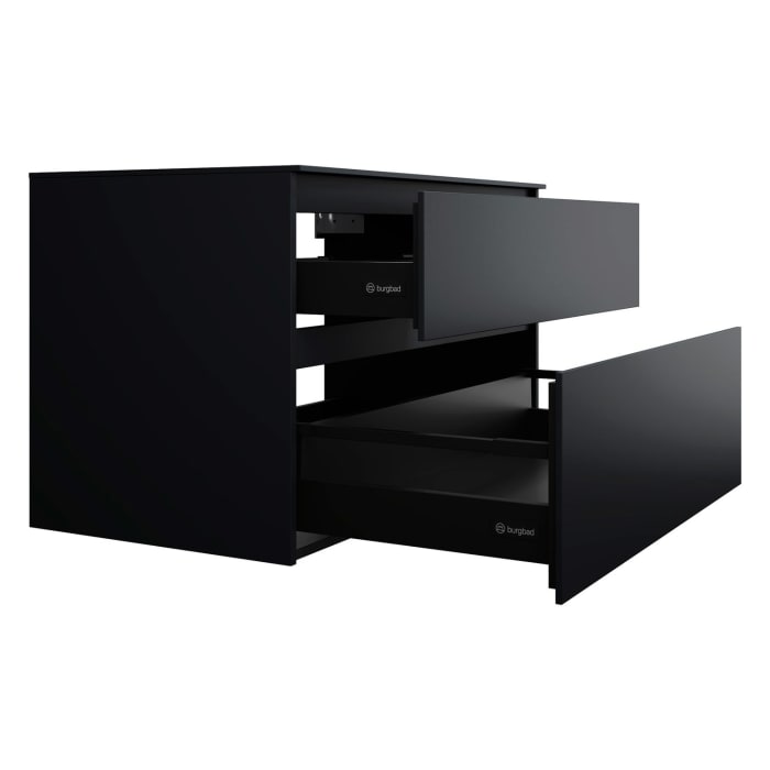 burgbad Lin20 Waschtischunterschrank mit Konsolenplatte 100 cm, 2 Auszüge, Beckenausschnitt mittig