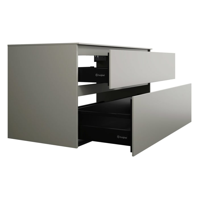 burgbad Lin20 Waschtischunterschrank mit Konsolenplatte 120 cm,  2 Auszüge, Beckenausschnitt mittig