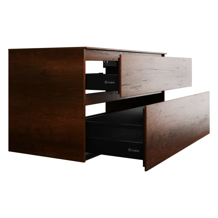 burgbad Lin20 Waschtischunterschrank mit Konsolenplatte 120 cm, 2 Auszüge, Beckenausschnitt mittig