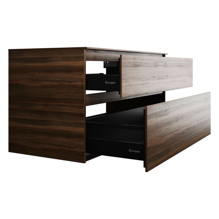 burgbad Lin20 Waschtischunterschrank mit Konsolenplatte 120 cm, 2 Auszüge, Beckenausschnitt mittig