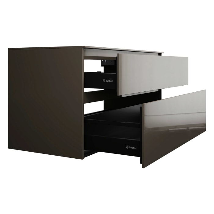 burgbad Lin20 Waschtischunterschrank mit Konsolenplatte 120 cm, 2 Auszüge, Beckenausschnitt mittig